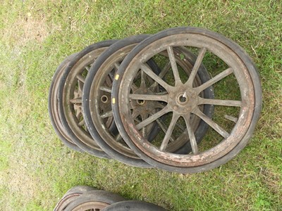 Lot 921 - A set of four wooden spoked pneumatic early...