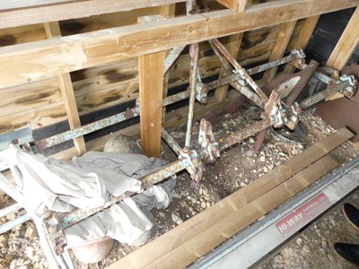 Lot 699 - A vintage cast iron fixed tine cultivator,...
