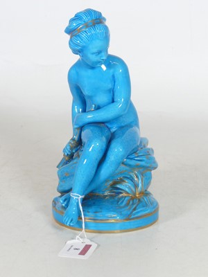 Lot 8 - A French turquoise glazed porcelain figure of...