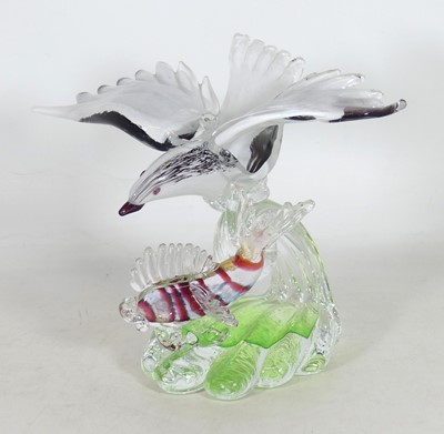Lot 24 - A Murano style glass figure group of an eagle...
