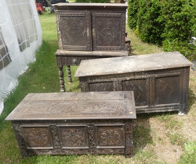 Lot 788 - A 19th century carved oak coffer; one other;...