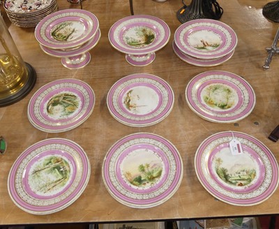 Lot 41 - A 19th century porcelain part dessert service,...