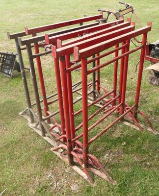 Lot 652 - Seven various adjustable builder's trestles