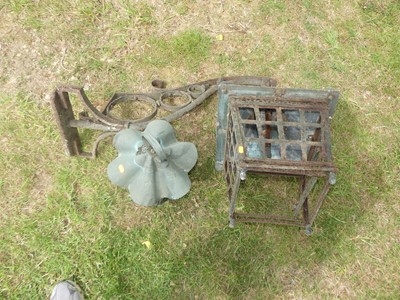 Lot 653 - A cast iron hanging lantern (a/f) and one...