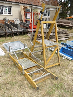 Lot 387 - A pair of A-frame three-tread stepladders