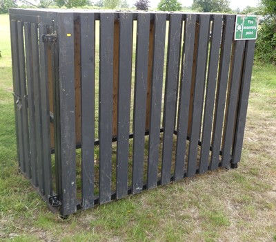Lot 655 - A 6x4ft wooden on iron secure box, with...
