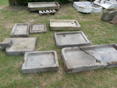 Lot 618 - Five various early stone shallow troughs;...