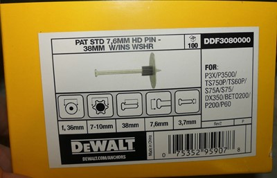 Lot 52 - Six boxes of Dewalt HD pins