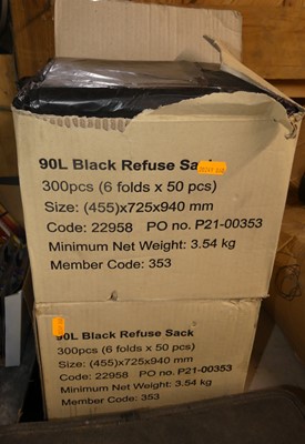 Lot 60 - Four boxes of black refuse sacks (90 litre)