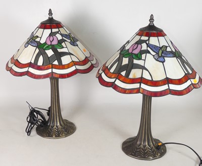 Lot 57 - A pair of contemporary Tiffany-style table...