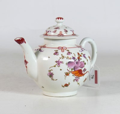Lot 76 - An 18th century Lowestoft porcelain teapot, of...
