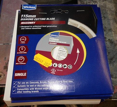 Lot 203 - Ten Wicks 115mm diamond cutting blades for...