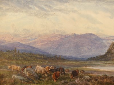 Lot 548 - Henry Moore RA - cattle grazing in a highland...