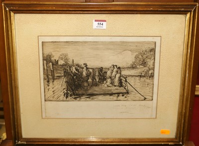 Lot 554 - Late 19th century school - Overcote Ferry,...