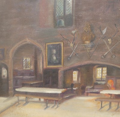 Lot 557 - F Buckley - Interior scene, oil, together with...