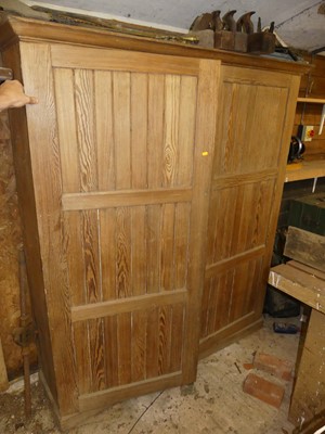 Lot 790 - A late Victorian pitch pine double door hall...