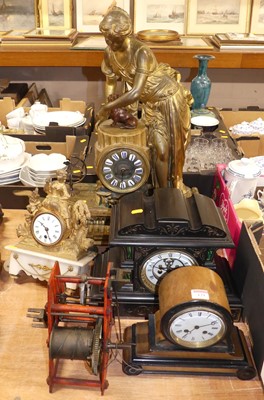 Lot 129 - A French gilt spelter figural mantel clock,...