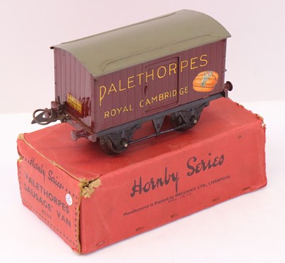 Lot 116 - A 1938-41 Hornby Palethorpes Sausage van with...