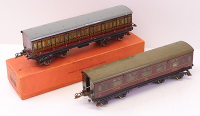 Lot 98 - Two Hornby 0 gauge No. 2 coaches to include a...