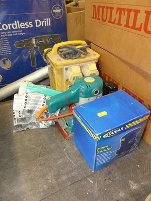 Lot 376 - A Cougar palm sander; a Wolf belt sander;...