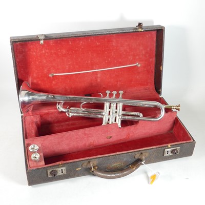 Lot 154 - A Higham Magna chrome-plated trumpet, in a...