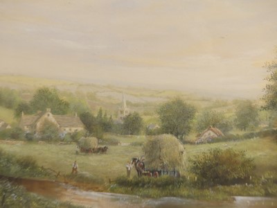 Lot 599 - Gordon Lees - Haymaking, gouache, signed lower...