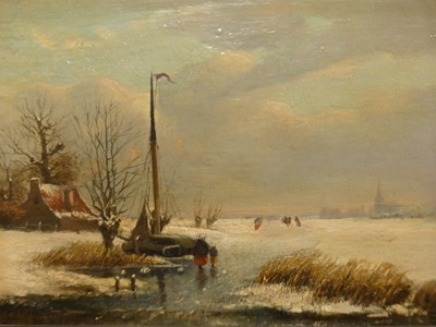 Lot 585 - 19th century Dutch school - figures and barges...