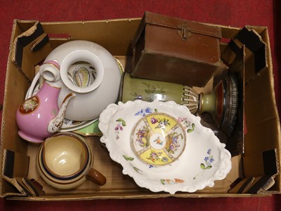 Lot 160 - A collection of items, to include an oil lamp...