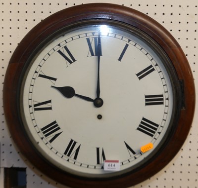 Lot 614 - A Victorian mahogany circular wall clock...