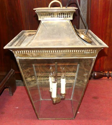 Lot 618 - A gilt brass and glazed square tapering...