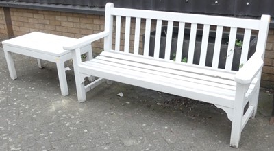 Lot 751 - A contemporary slatted teak and later...
