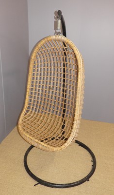 Lot 759 - A bamboo and interwoven wicker sprung hanging...