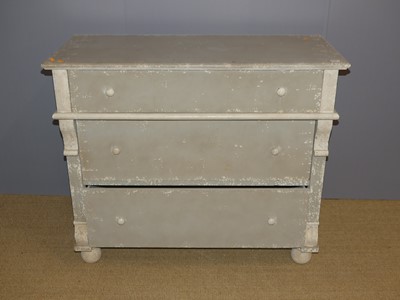 Lot 647 - A French grey painted chest of three long...