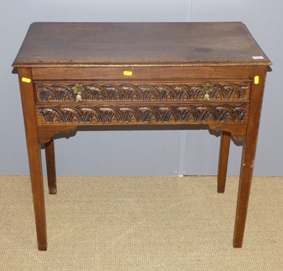 Lot 656 - An antique arcaded relief carved oak single...