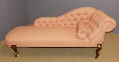 Lot 694 - A mid-Victorian mahogany framed and later pink...
