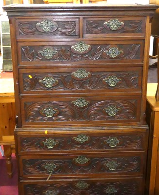 Lot 709 - A 19th century and floral relief carved walnut...