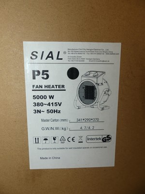 Lot 481 - Two Sial P5 fan heaters; together with a P2...