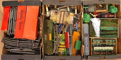 Lot 184 - Three trays containing various Hornby 0 gauge...