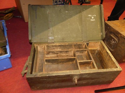 Lot 131 - A World War II Cal.30 M1A1 metal ammo tin,...