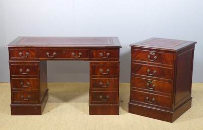 Lot 635 - A contemporary mahogany twin pedestal writing...