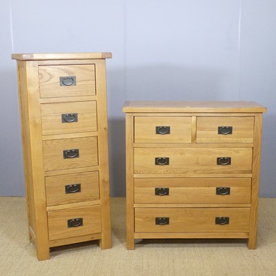 Lot 644 - A contemporary light oak chest of drawers,...