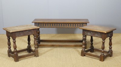 Lot 737 - A joined oak long stool, in the 17th century...