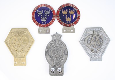 Lot 13 - A Suffolk Automobile Club car badge, having...