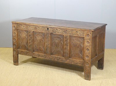 Lot 630 - An 18th-century and later relief-carved oak...
