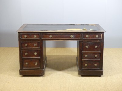 Lot 687 - A Victorian oak round cornered twin pedestal...