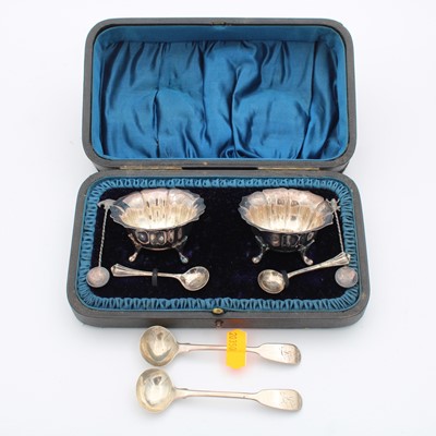 Lot 221 - A cased cruet set, comprising a pair of open...