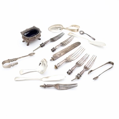 Lot 244 - A collection of silver and white metal items,...