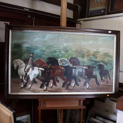Lot 509 - After Doris Zinkeisen - The Horse Fair, oil on...