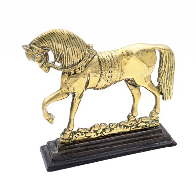 Lot 11 - A brass door stop in the form of a shire horse,...