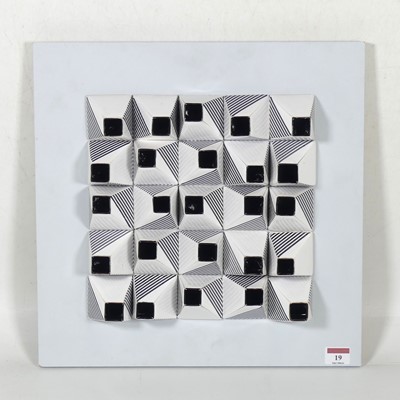 Lot 19 - A contemporary pottery wall plaque mounted to...